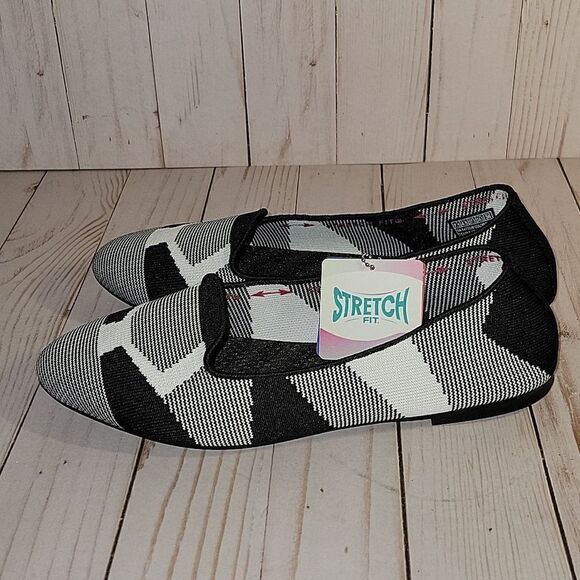 SKECHERS CLEO-SHERLOCK Women’s Slip On WIDE FIT Ballet Flats Black White Sz 7.5 - Picture 3 of 10